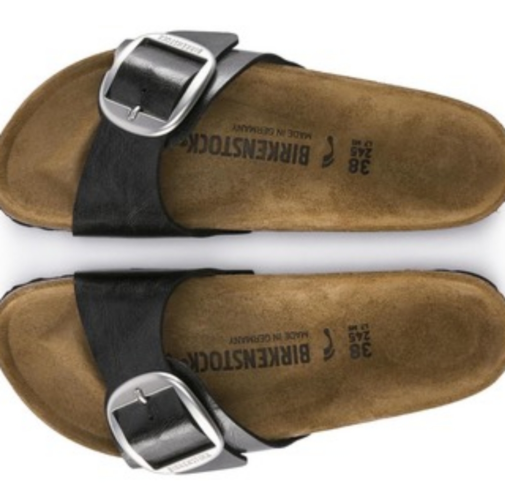 Birkenstock Madrid Black Licorice Narrow Width Slide Sandals - Picture 5 of 7